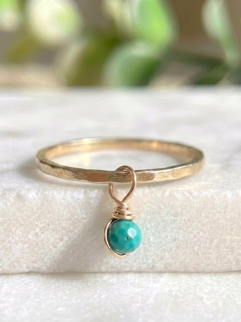 Dainty Gold Filled Turquoise Fidget Ring / Worry Ring
